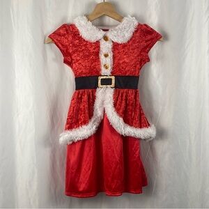 AME Festive Red and White Christmas Santa Dress Girl Kids Costume Size XS 4/5